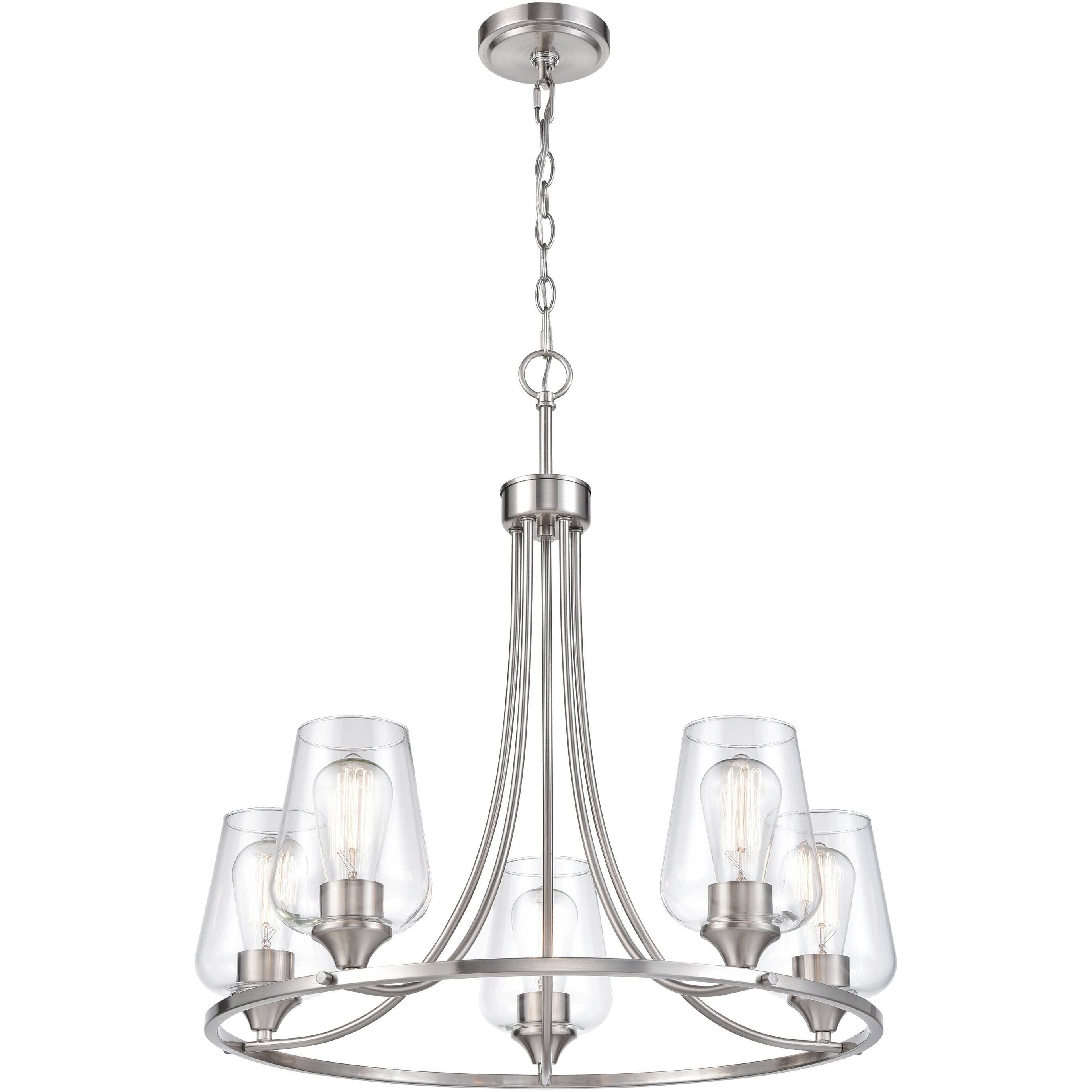 Ashford 5 Light 25 inch Brushed Nickel Chandelier Ceiling Light